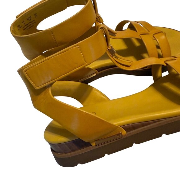 8.5 Womens Franco Sarto Dosha Mustard Gold Yellow Gladiator Sandals Shoes - Picture 5 of 10